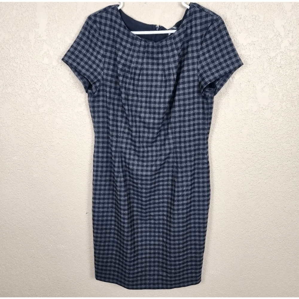 Banana Republic Factory Gray on Gray Plaid Wiggle Dress Size 12 (6949)